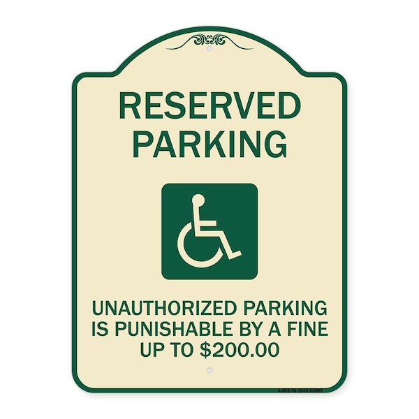 Reserved Parking Unauthorized Parking Is Punishable by A Fine Up to $200, A-DES-TG-1824-23003